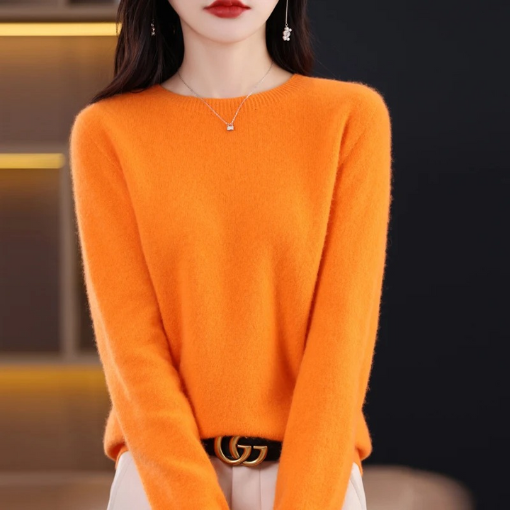 Levoire | Cachemire-pull Nuisettes Col Rond, Doux Luxe & Chaleur Orange