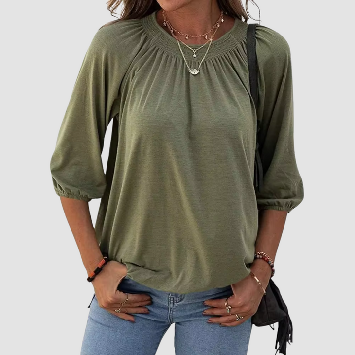 Levoire | Loose Fit Femme Top À Manches Mi-Longues Vert