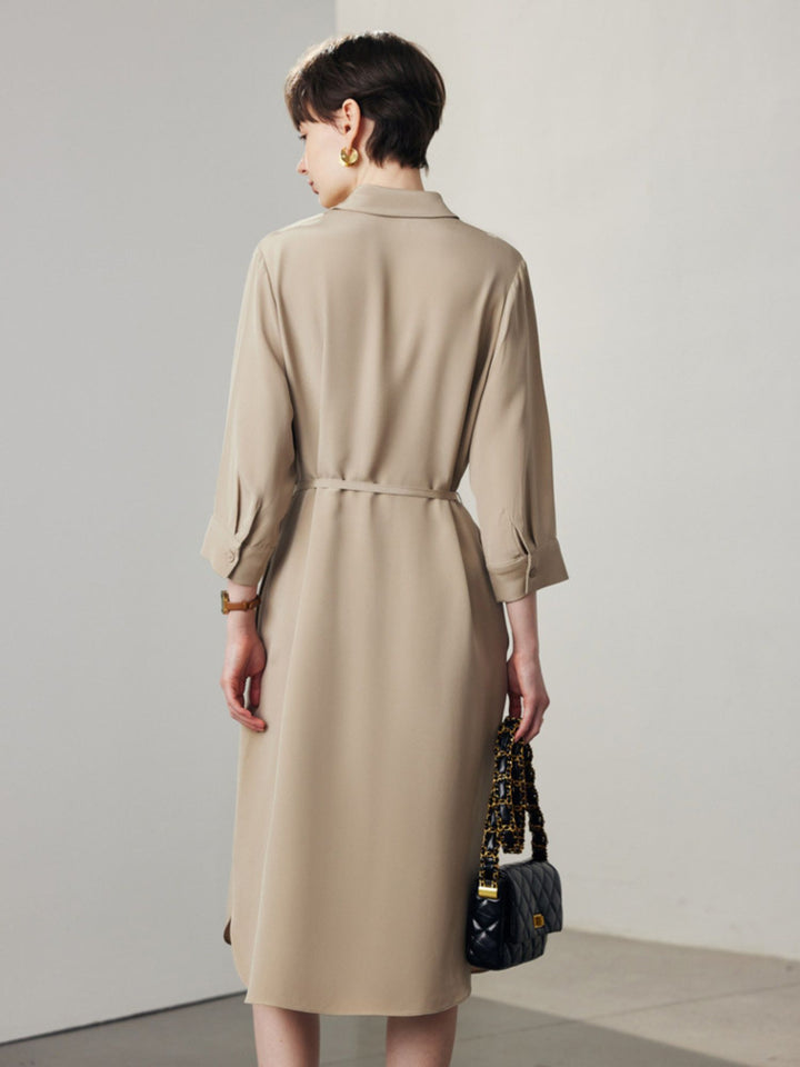 Robe Chemise en Soie Ceinturée