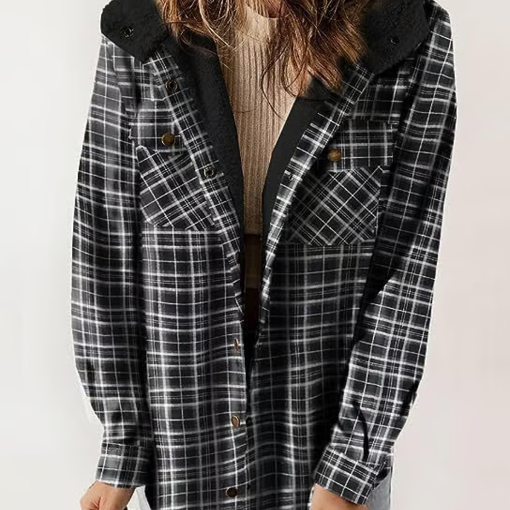 Levoire | Veste À Capuche À Motif Tartan Noir