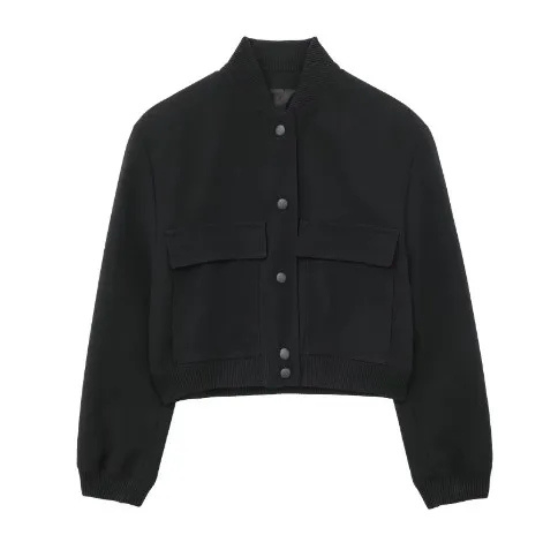Levoire | Veste courte avec col rond pour femmes Noir
