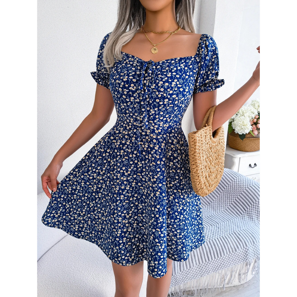Levoire | Robe D'Été Avec Des Manches Bouffantes À Fleurs Pour Femmes