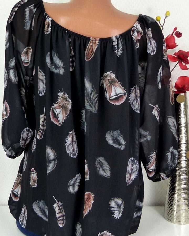 Levoire | Blouse Ajustée Avec Motif Plumes