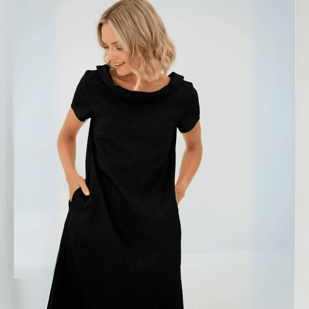 Levoire | Robe En Lin Décontractée Pour Femmes Noir
