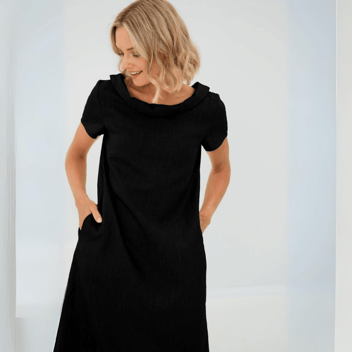 Levoire | Robe En Lin Décontractée Pour Femmes Noir