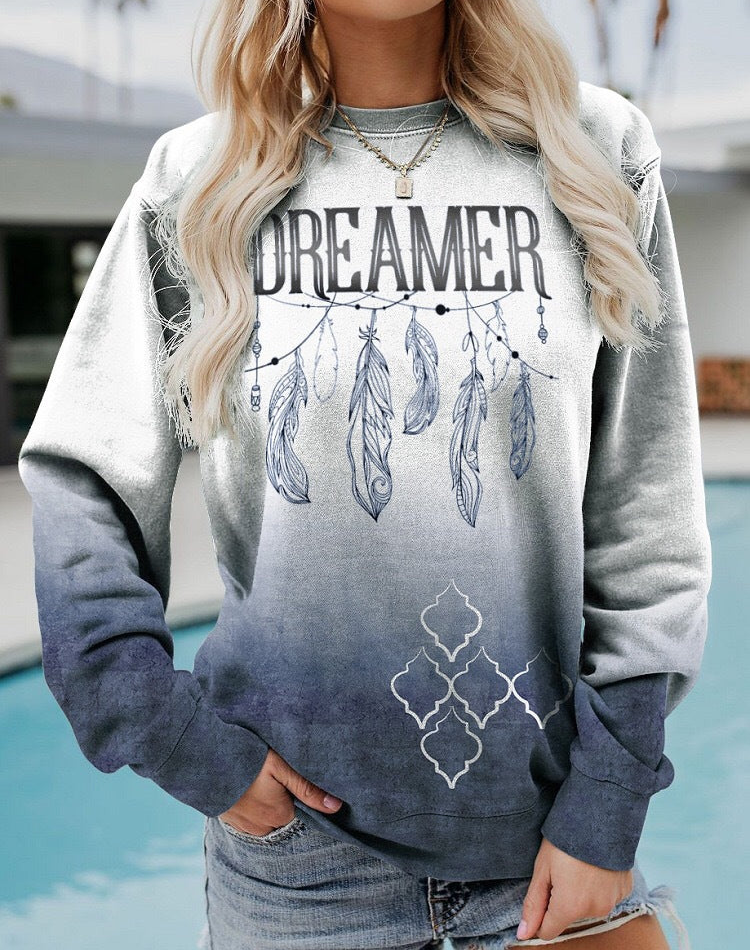Levoire | Imprim Pull Femmes Gris et Bleu