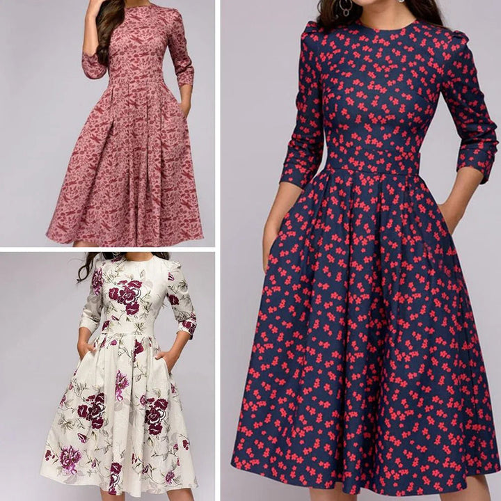 Levoire | Robe Midi Avec Jupe Évasée Et Imprimé Floral Pour Un Look Féminin