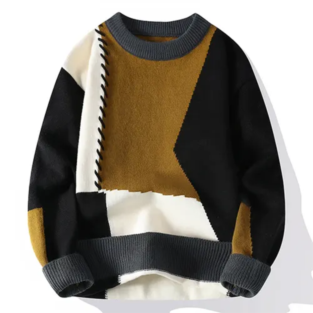Levoire | Pull pour hommes Patchwork Noir et Jaune