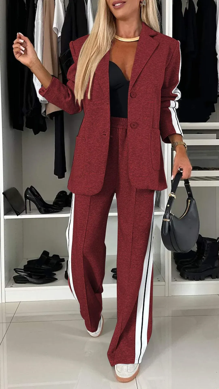Levoire | Costume De Tous Les Jours Avec Manches Longues Et Col À Revers Classique Vin Rouge
