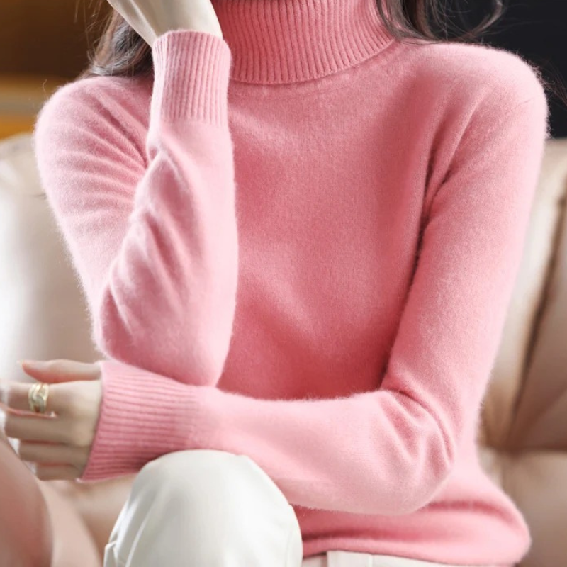 Levoire | Pull à col rond pour femmes Pull en tricot doux, élégant et chaud Rose pâle