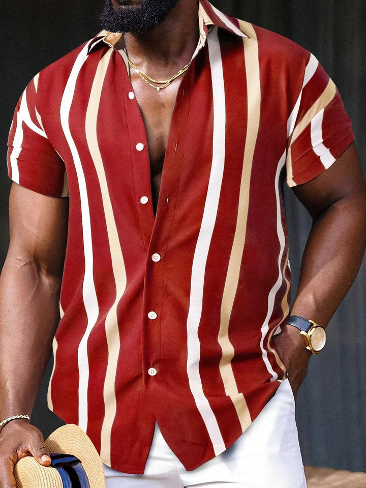 Levoire | Chemise Rayee Elegant Hommes Rouge