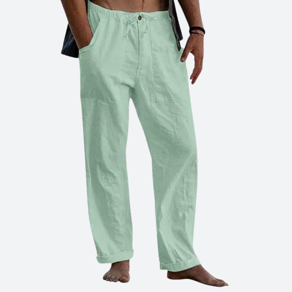 Levoire | Pantalon en lin décontracté pour hommes Pantalon d'été idéal pour hommes Litchgreen