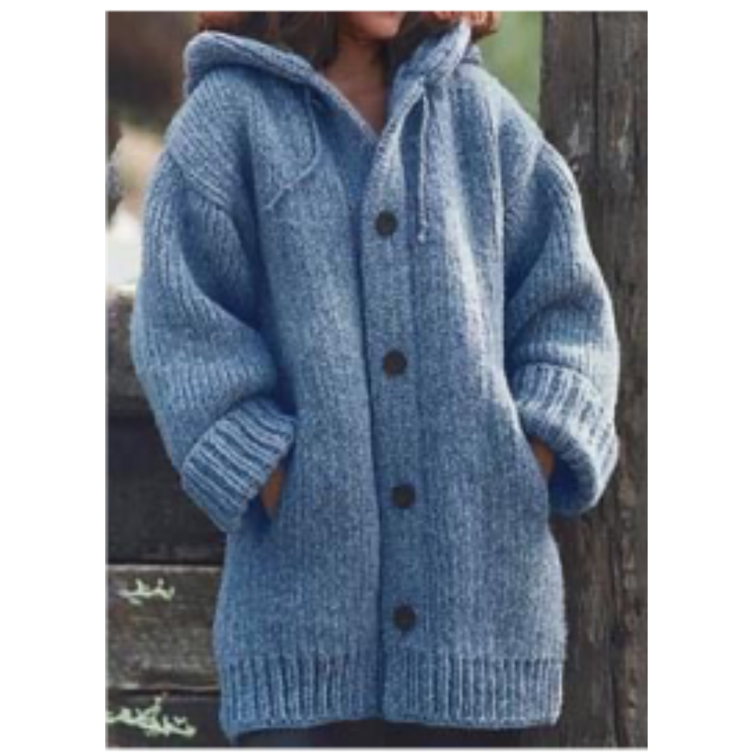 Levoire | Manteau Douillet Avec Capuche Et Boutons Pour Femme Bleu Clair