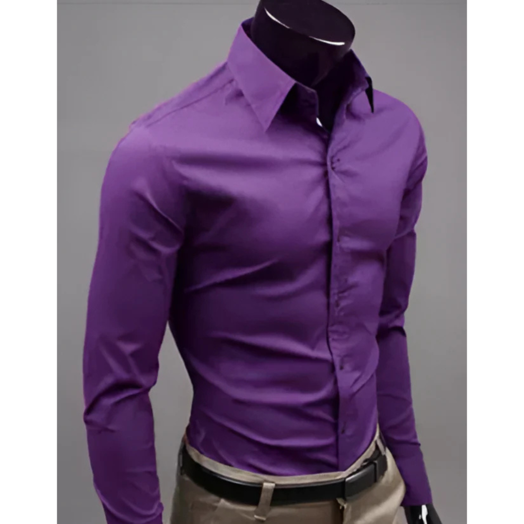 Levoire | Blouse à manches longues Slim Fit avec fermeture à boutons Violet