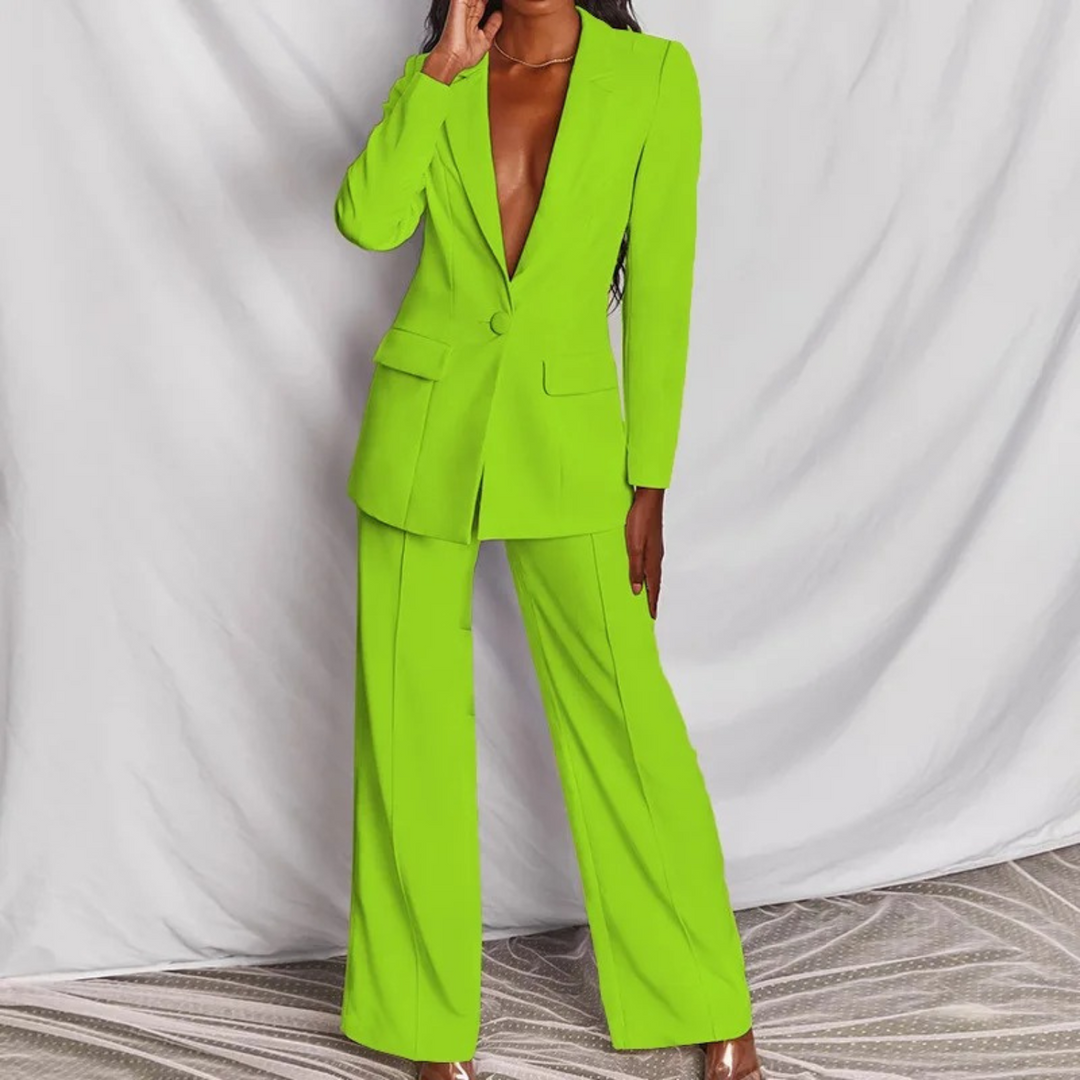 Levoire | Ensemble Deux Pièces Luxueux Pour Femme - Col En V Vert