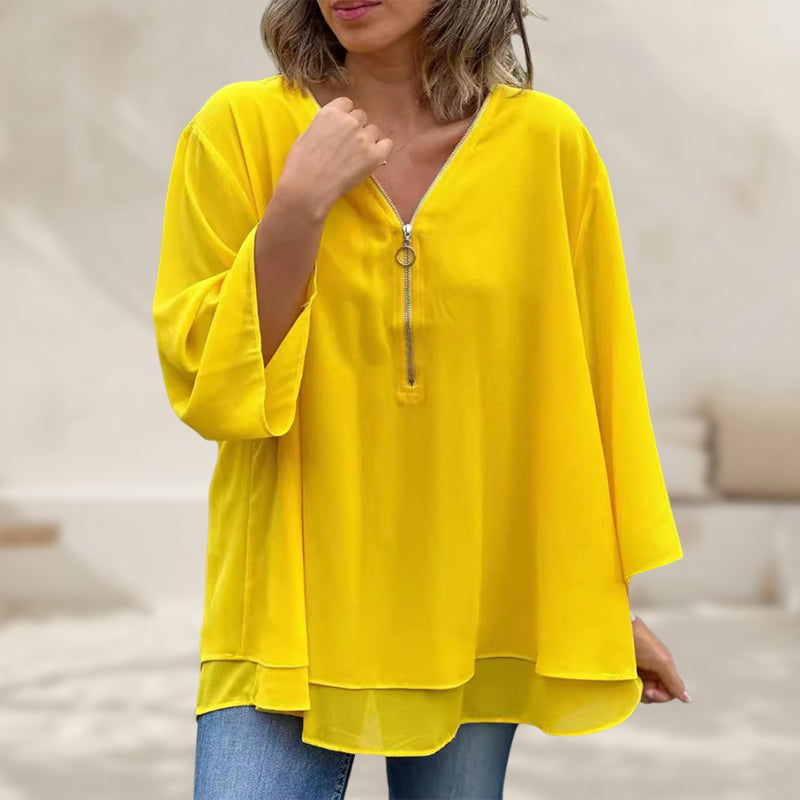 Levoire | Top En Chiffon À Fermeture Éclair Avec Décolleté En V