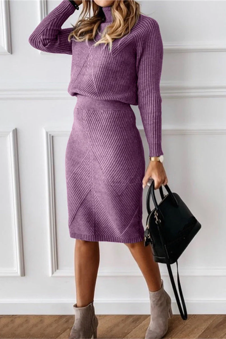 Levoire | Ensemble Femme Deux Pièces Avec Col Montant Et Manches Longues Violet Foncé