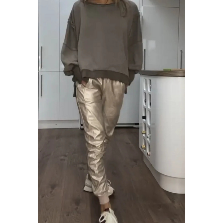 Levoire | Lssiges Rond Cou Set Femmes Pantalon Cuir Vert armée
