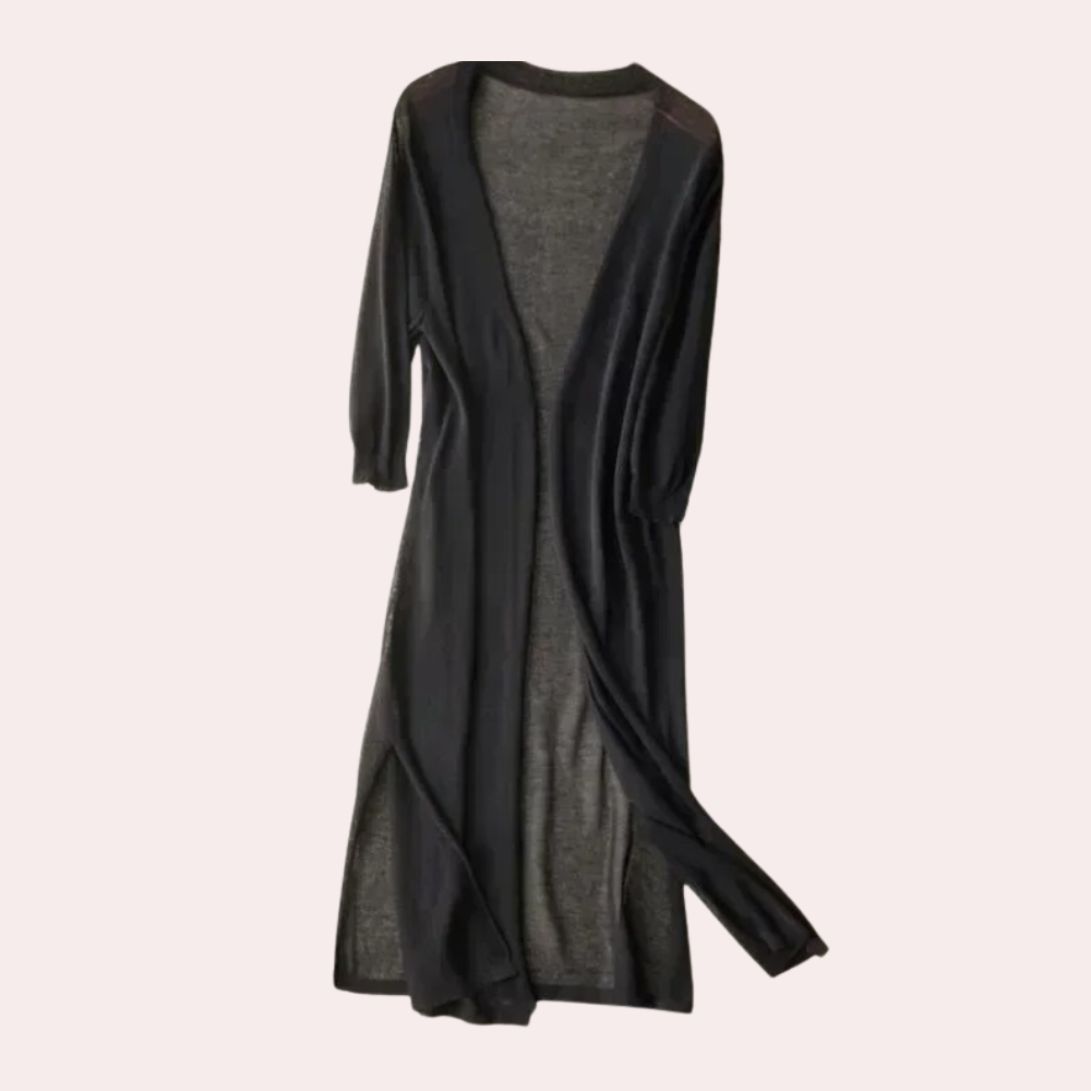 Levoire | Femme Gilet Long Élégant Et Léger Cardigan D'été Pour Femmes Noir