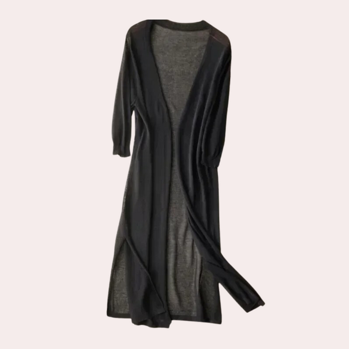 Levoire | Femme Gilet Long Élégant Et Léger Cardigan D'été Pour Femmes Noir