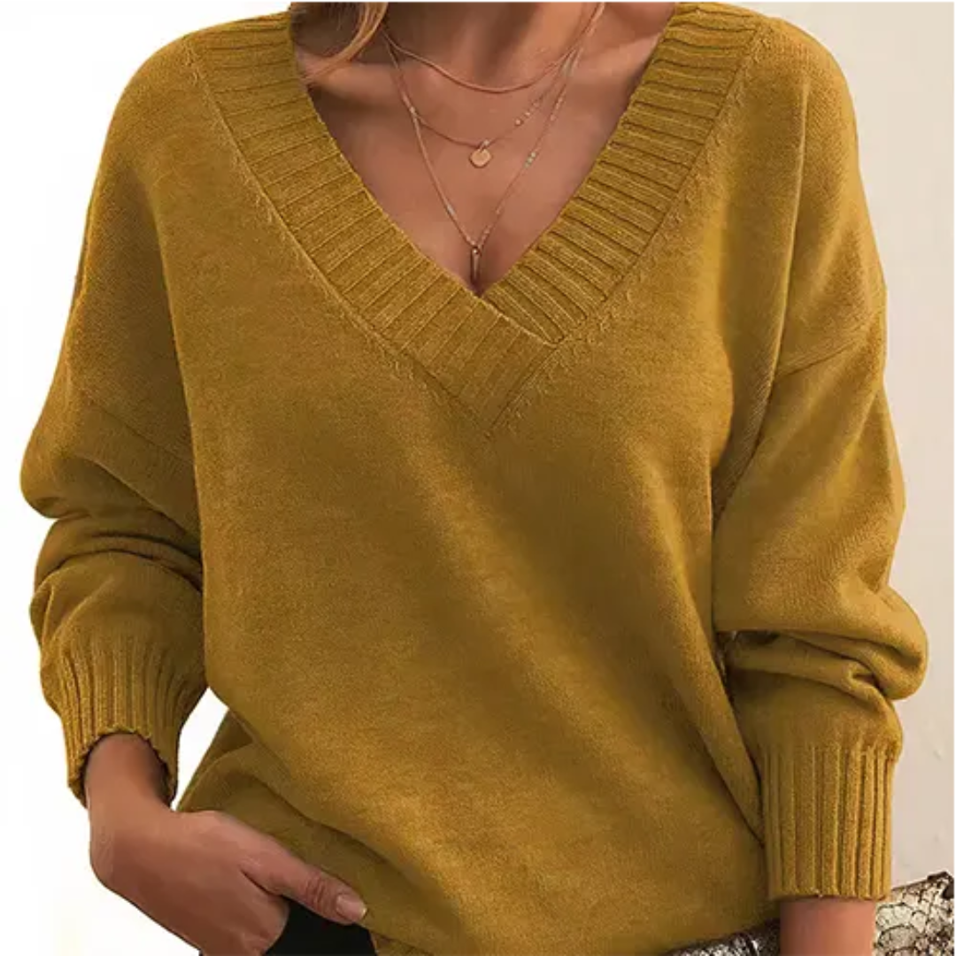 Levoire | Pull V à col en V pour femmes Jaune