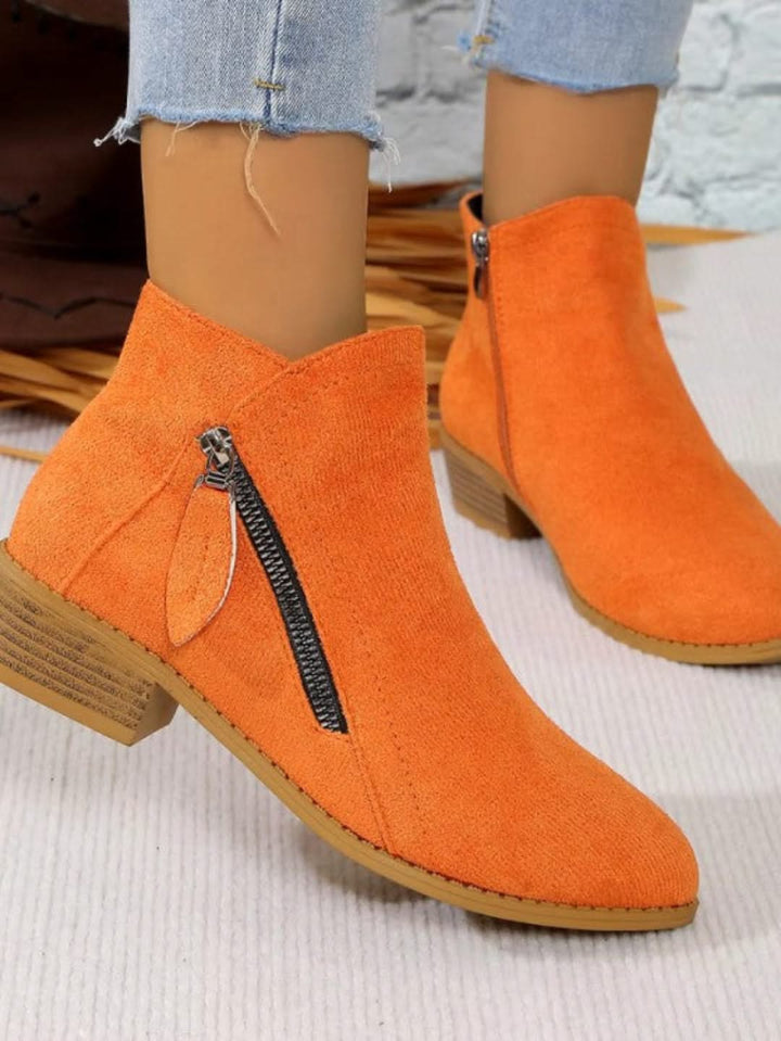Levoire | Fermeture Éclair À La Cheville En Cuir Style Chic Et Confort Inégalé Orange