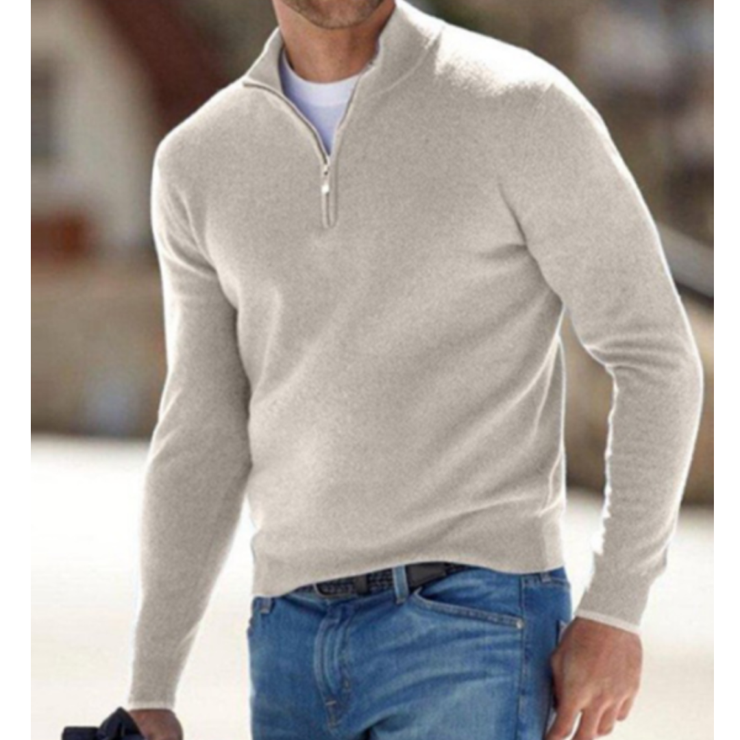 Levoire | Pull homme chaud avec fermeture éclair Kaki