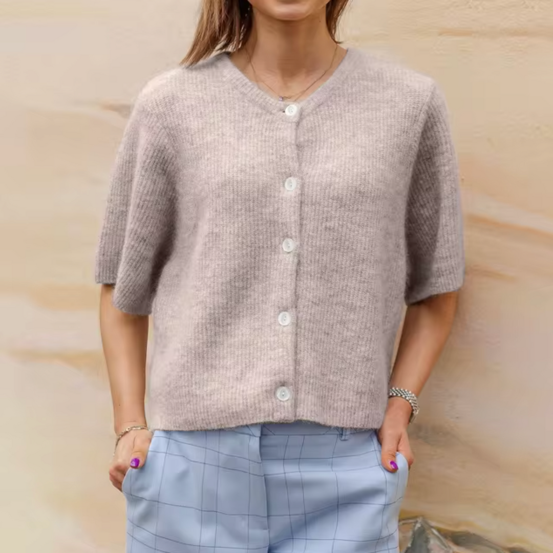 Levoire | Veste En Tricot Courte Avec Boutons Pour Femmes Brun clair
