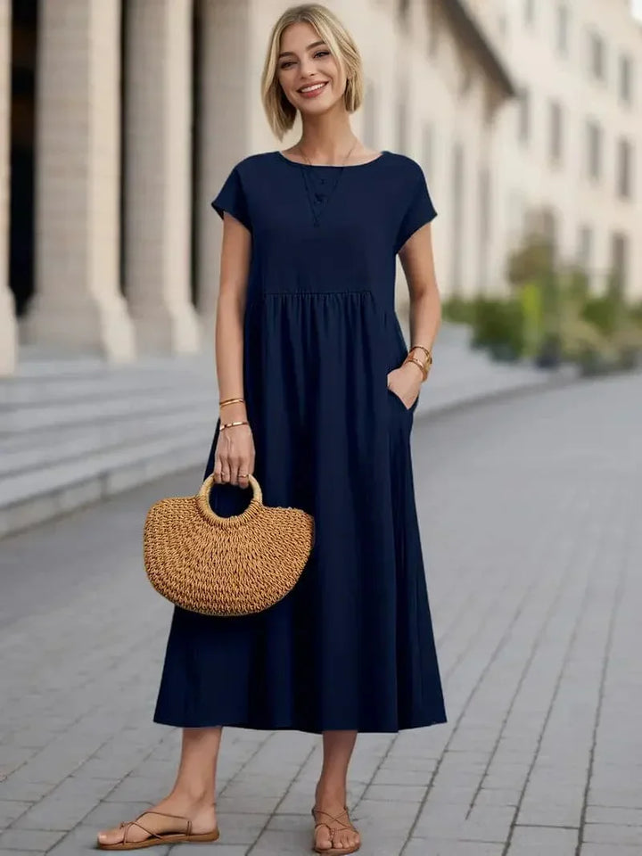 Levoire | Robe À Manches Courtes Pour Femme - Midi Mer bleue