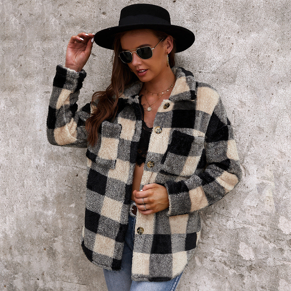 Levoire | VESTE EN FOURRURE KARIERTER Khaki