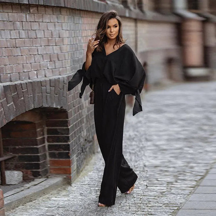 Levoire | Taille haute, pantalons larges dans un ensemble de 2 pièces Noir