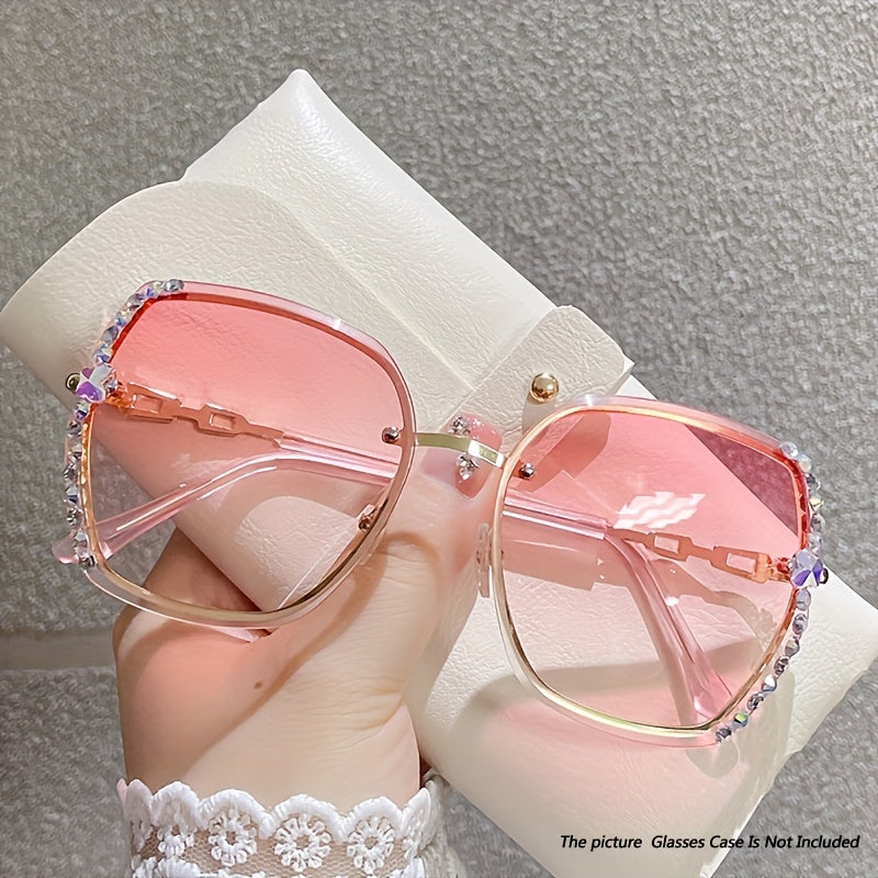 Levoire | Lunettes De Soleil Sans Contour Ornées De Cristaux Dégradés Pour Femmes Dégradé rose