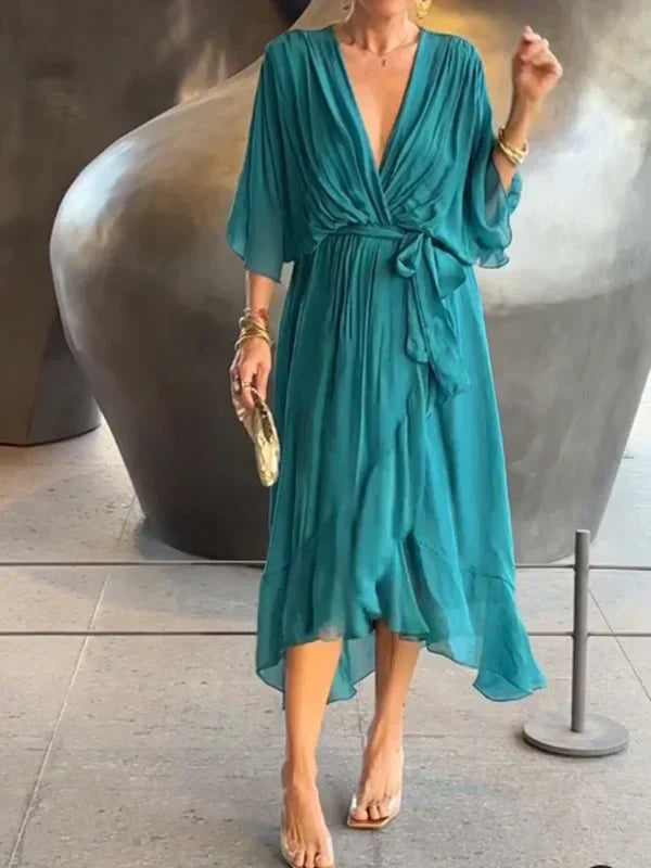 Levoire | Robe D'Été Élégante Imprimée Sans Bretelles Maxi Mer bleu