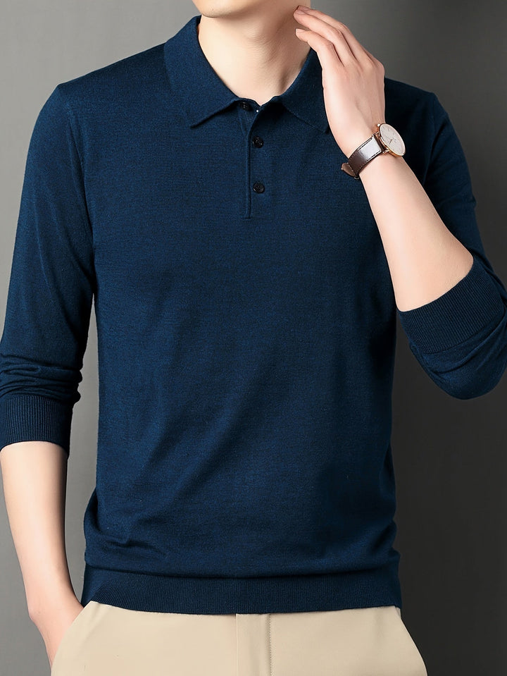 Levoire | Rento Tricoté Pull Homme En Laine Avec Revers Dans Une Couleur Non Combinée Sombre syan
