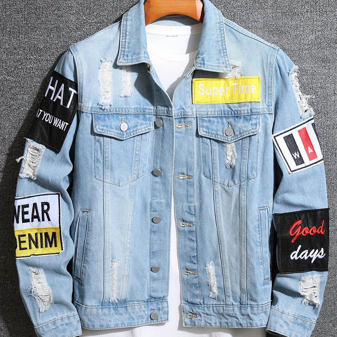 Levoire | Blouson En Denim Élégant Pour Hommes Avec Des Coutures En Détail