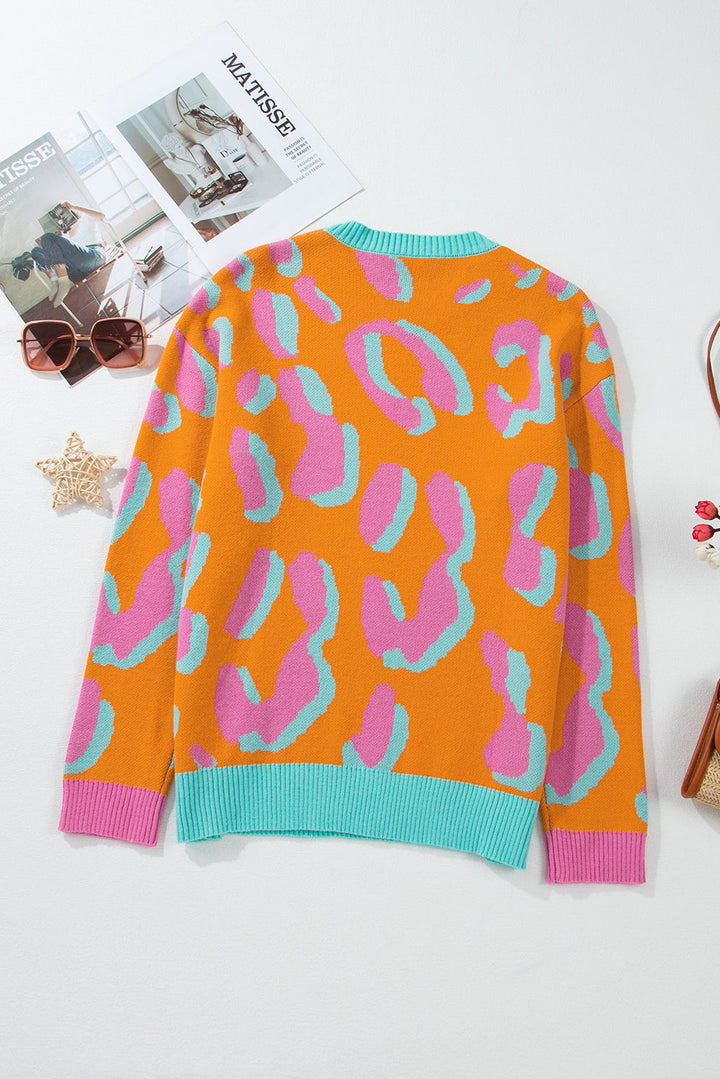 Levoire | Pull Colorblock À Motif Léopard Vivant Pour Femmes
