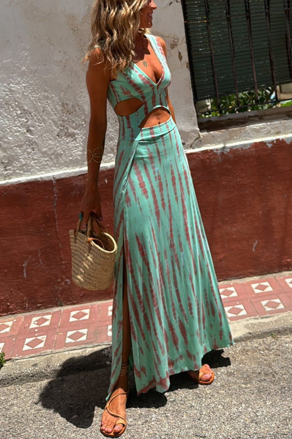 Levoire | Robe stretch avec décolleté et fente Bleu clair