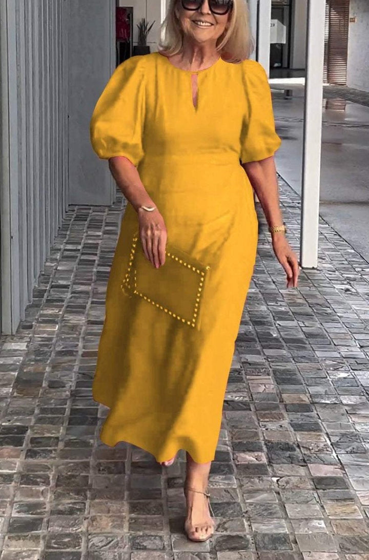 Levoire | Robe Midi Classique Pour Tous Les Jours Jaune
