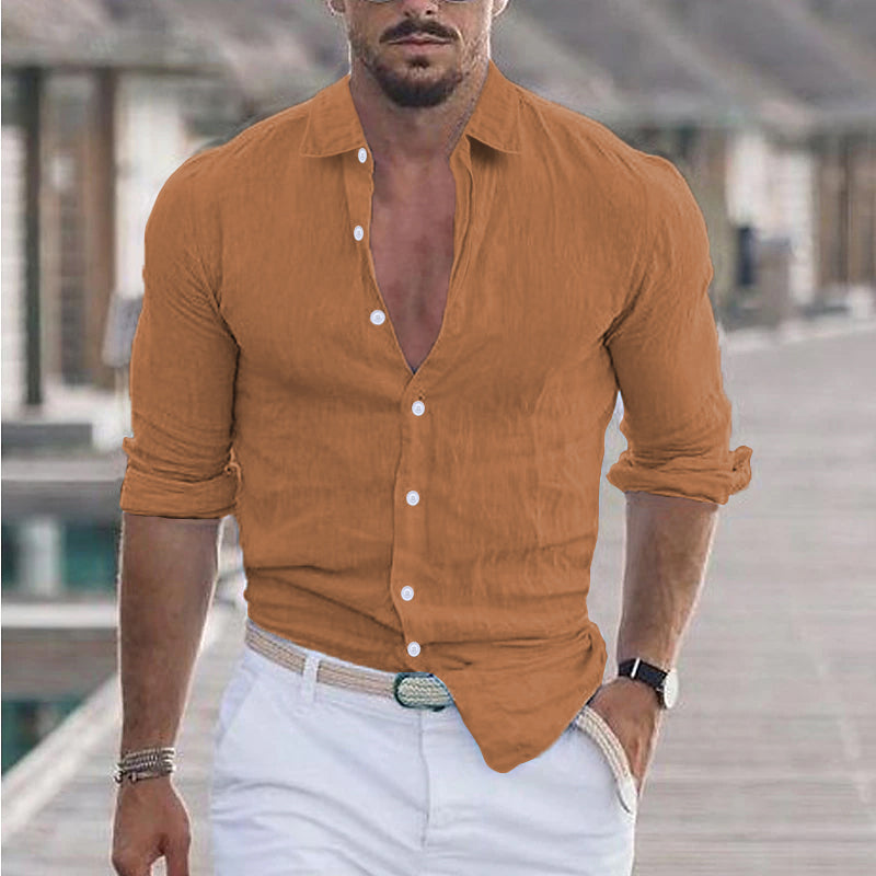 Levoire | Chemise En Lin Pour Homme Avec Col Réversible braun