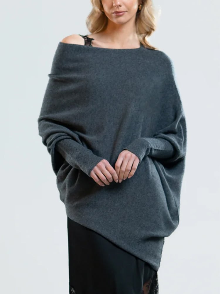 Levoire | Pull En Cachemire À Épaules Dénudées Pour Femmes Gris foncé Une taille
