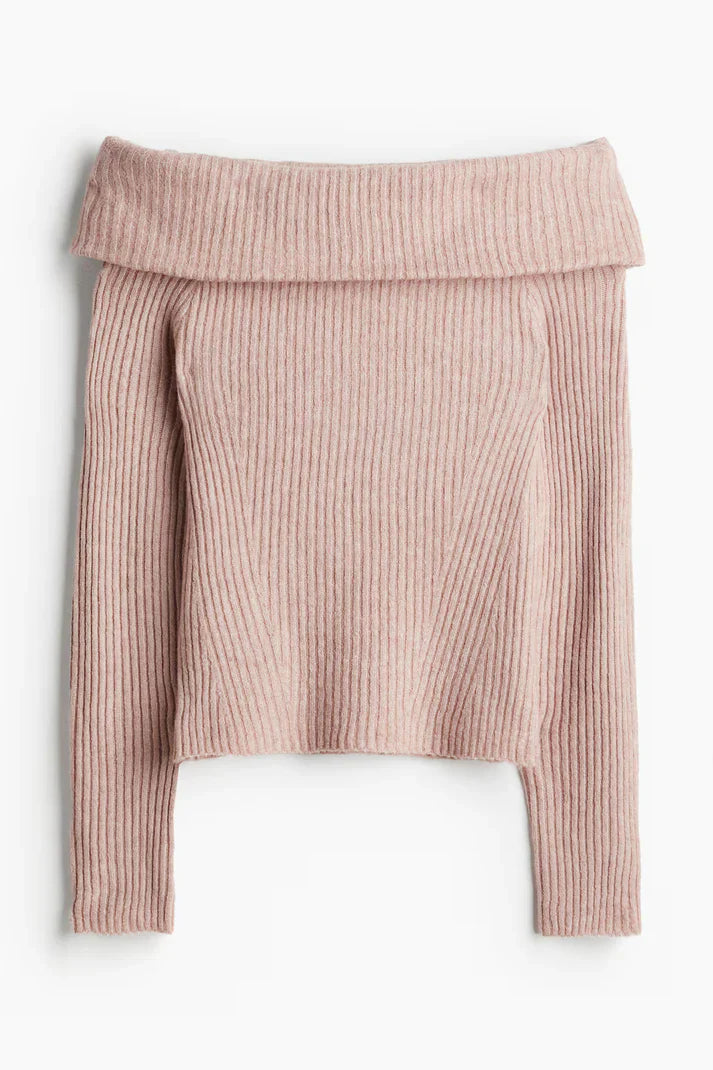 Levoire | Pull En Maille Épaules Dénudées Rosa