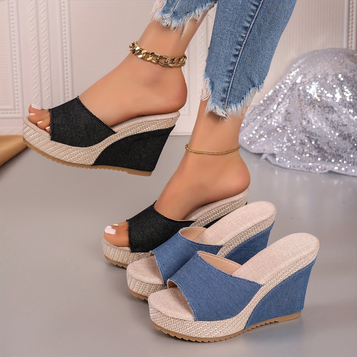 Levoire | Sandales À Talons Hauts En Denim Pour Femmes