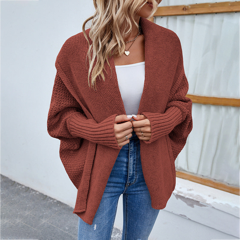 Levoire | Grand Cardigan En Tricot Avec Des Manches Chauve-Souris, Automne/ Rouge