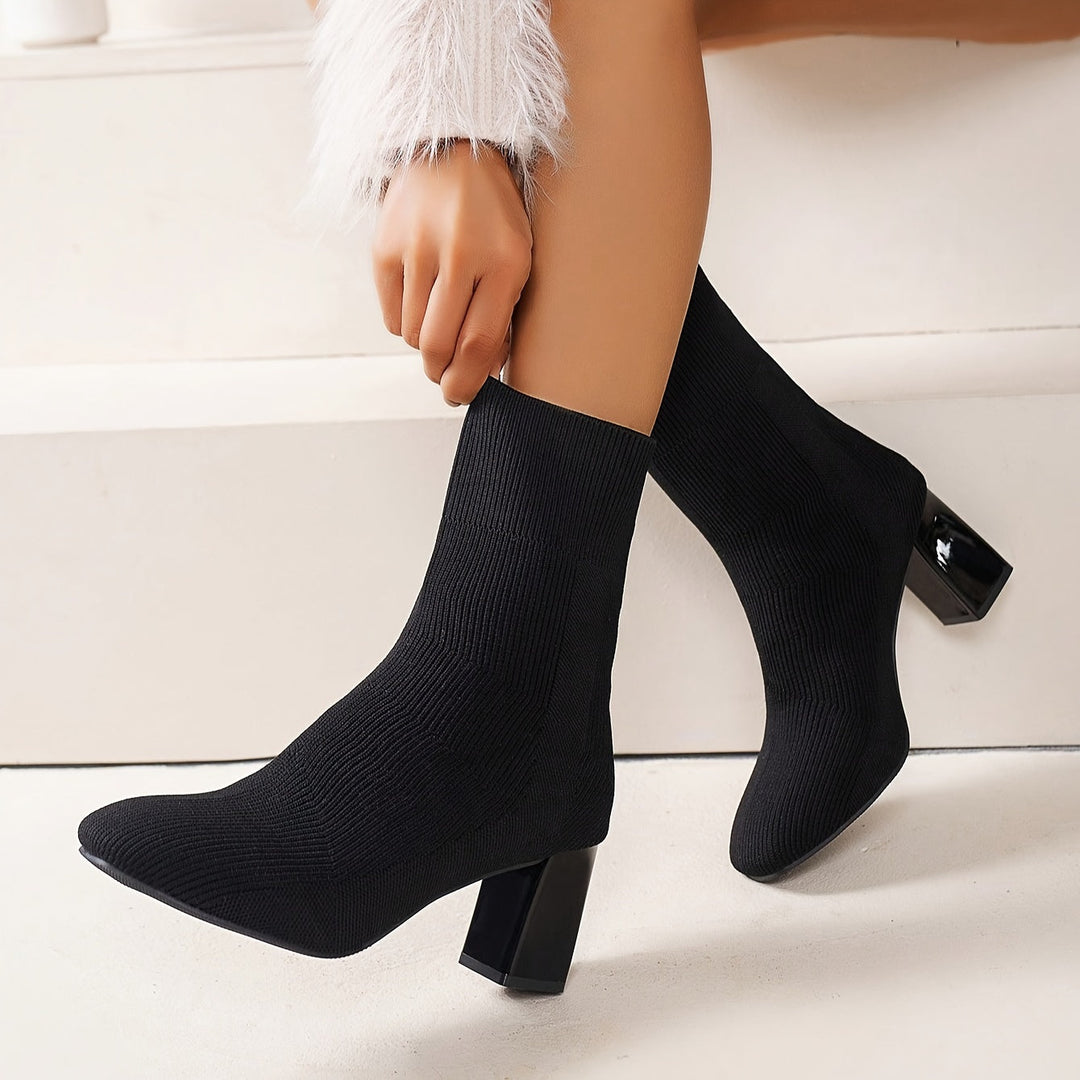 Levoire | Bottines À Semelle En Tricot Avec Tige Mi-Haute Et Talon Block