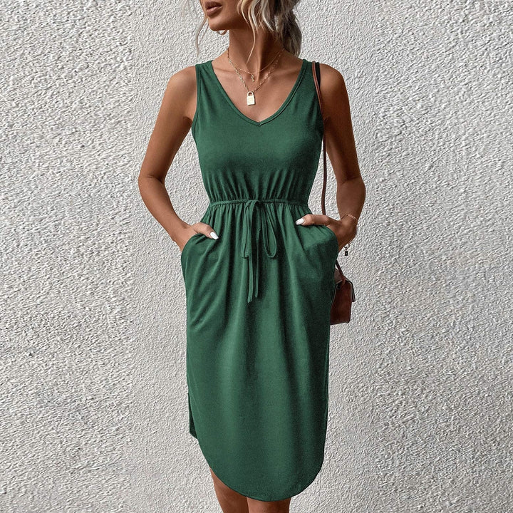 Levoire | Mode Tendance Boutons Robe Mini Vert foncé
