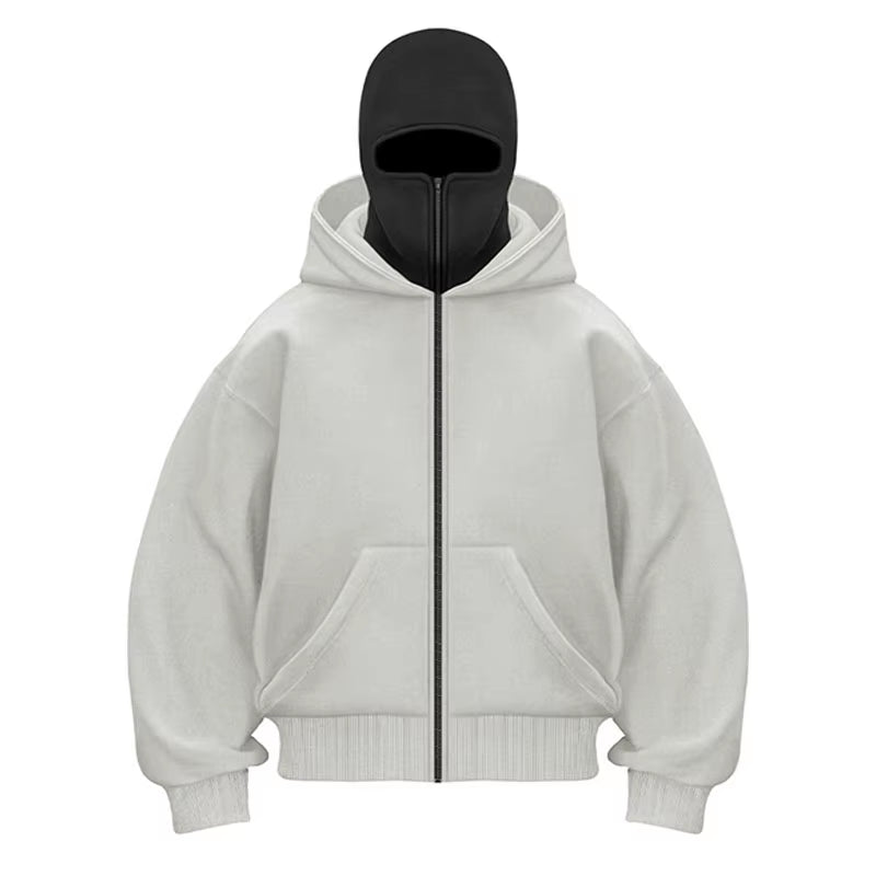 Levoire | Balaclava Sweat À Capuche Avec Zip Blanc Noir