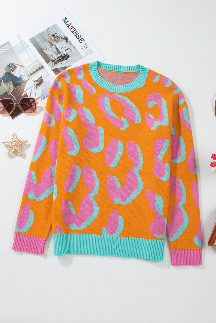 Levoire | Pull Colorblock À Motif Léopard Vivant Pour Femmes