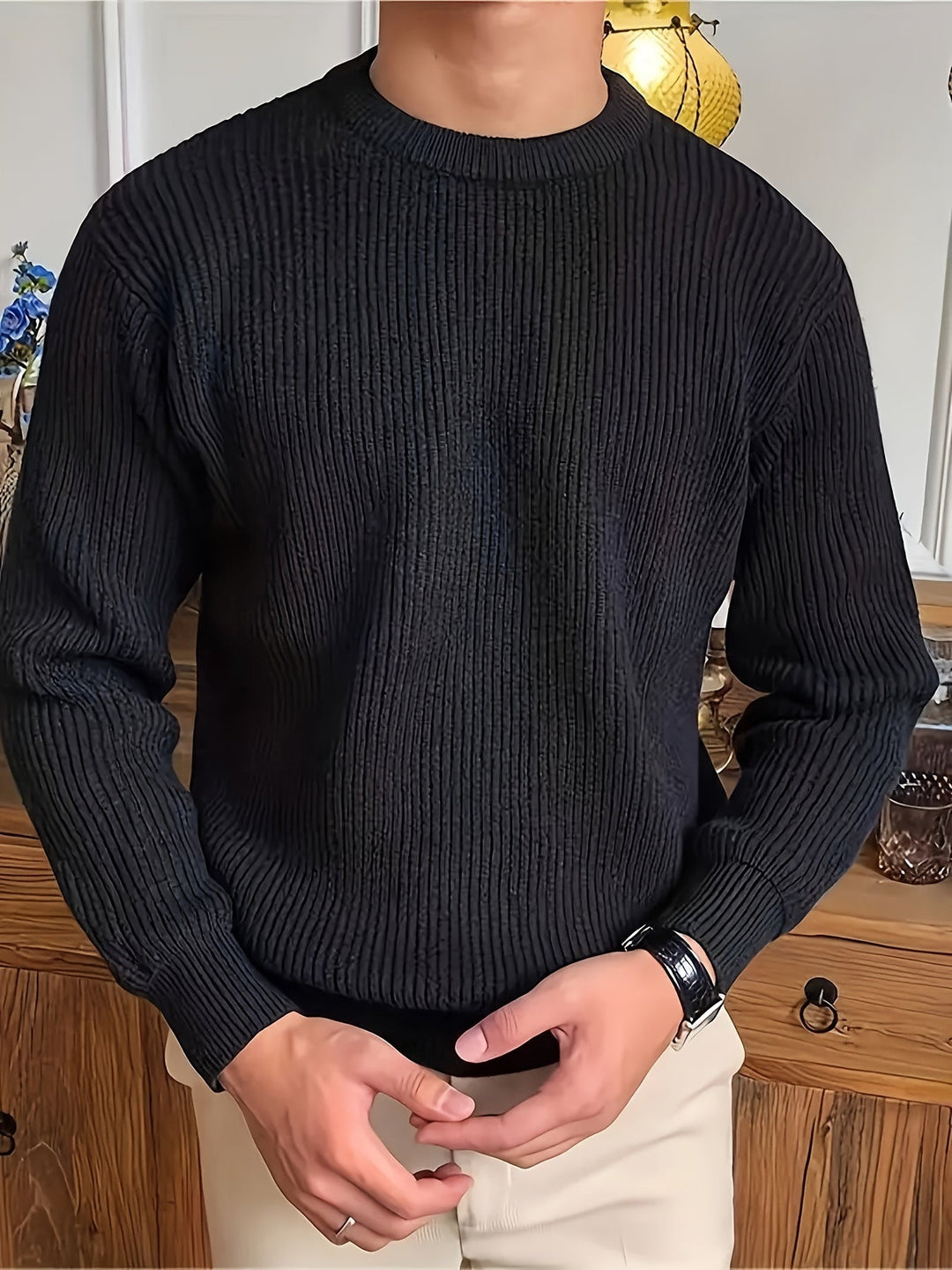 Levoire | Pull-Over En Laine Pour Hommes À Col Rond