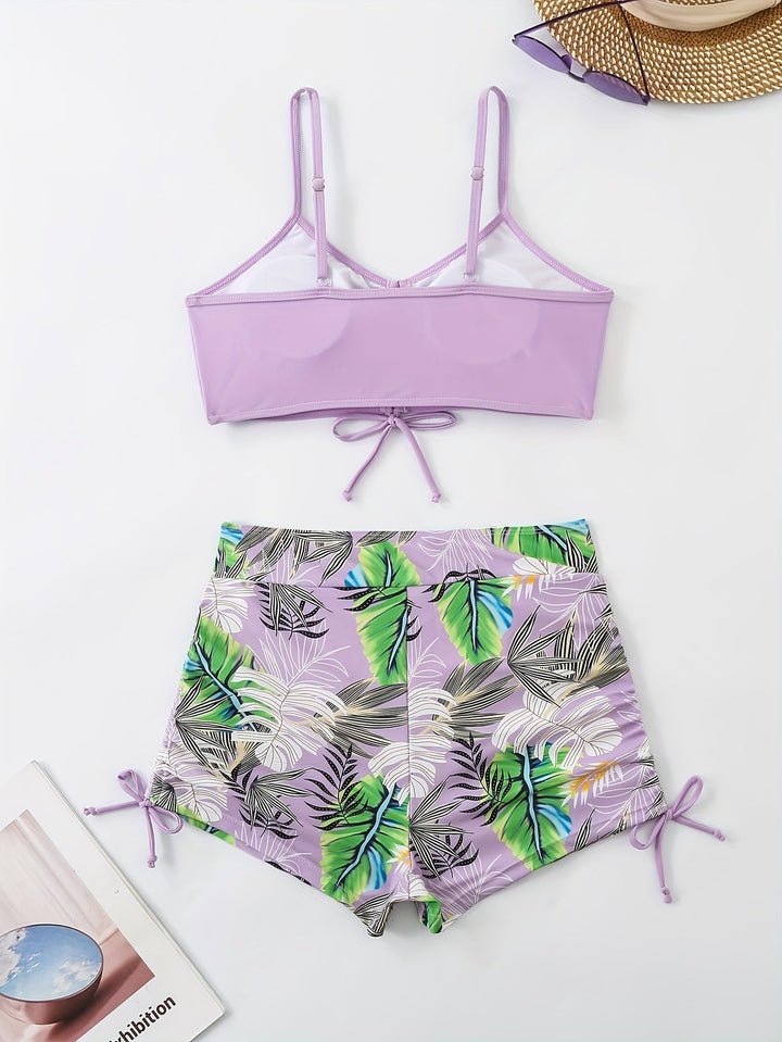 Levoire | Bikini Taille Haute Avec Imprimé Tropical De Feuillage