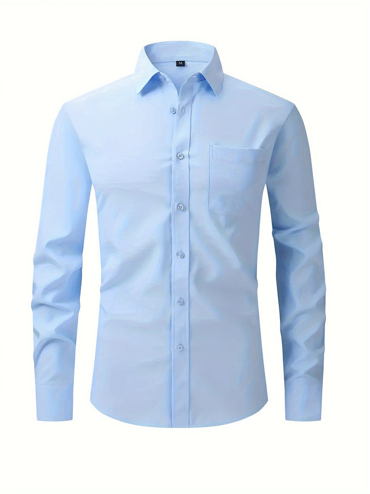 Levoire | Chemise Pour Homme Unie Avec Col Retourné Bleu clair